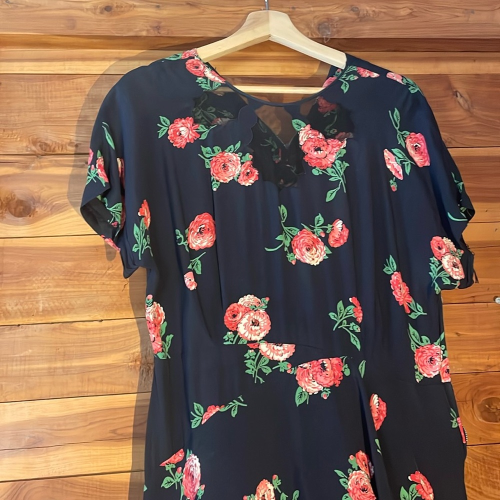 1940s silky floral dress XL - true vintage
